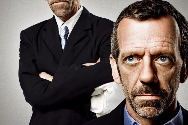 Image similar to a portrait photograph of Dr. Gregory House from TV series House, high resolution image taken with a DSLR camera