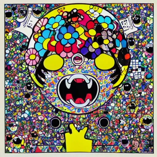 Image similar to punk rock album cover designed by Takashi Murakami