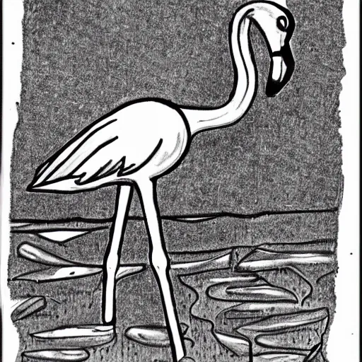 Image similar to flamingo ancient mythical drawing