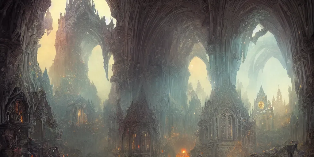 Prompt: rainbow paper + stunning massive ornately city of stone inside a gray granite canyon, fusion of thailand and gothic revival architecture, magical atmosphere, by Renato muccillo and Andreas Rocha and Johanna Rupprecht + dofus colors, wakfu colors + greco-roman art, intricate ink illustration, intricate complexity, epic composition + 4k + HDR + concept art, smooth, sharp focus, psychedelic black light style + symmetry + elden ring + trending on artstation