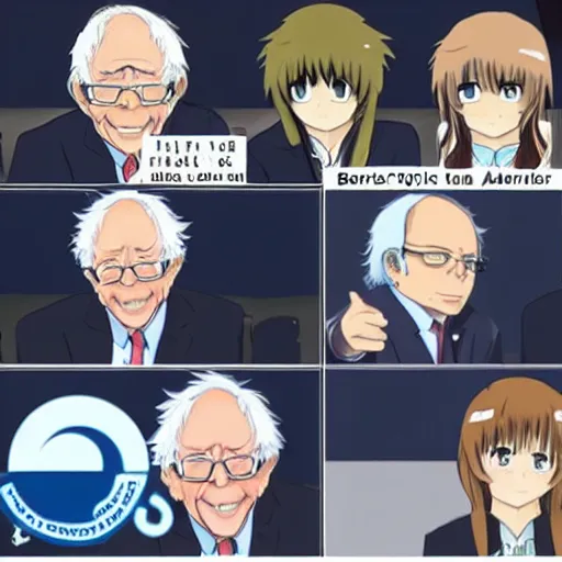 Bernie Sanders as a character from popular anime