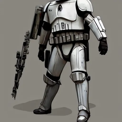 Image similar to an imperial stormtrooper walking, full body photography, extremely long shot, long shot, full-length, head-to-toe, concept art by Doug Chiang cinematic, realistic painting, high definition, concept art, the Mandalorian concept art style