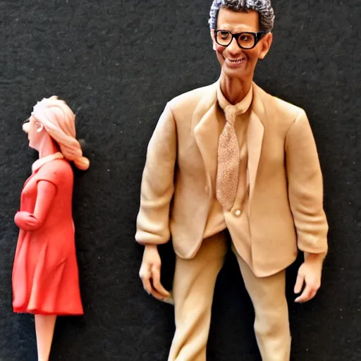 Image similar to clay model of jeff goldblum in a tutu,