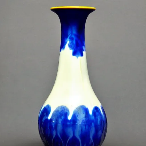 Prompt: art art nouveau vase with yves klein blue details