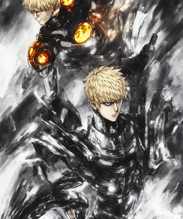 Image similar to genos from one punch man, genos, collaborative painting by greg ruthowski, yoshikata amano, yoji shinkawa, highly detailed, complex, exquisite and beautiful, 4 k, 8 k, artstation