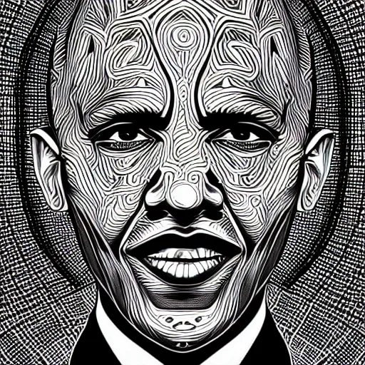 Image similar to a symmetrical portrait illustration of barack obama black and white hand drawn sketch on artstation 4 k intricate extremely detailed digital art by alex grey