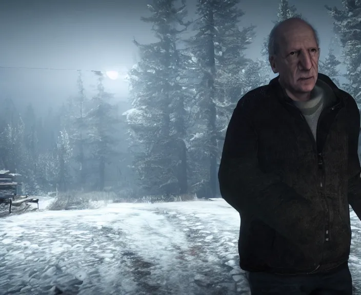 Prompt: screenshot of werner herzog in until dawn ( 2 0 1 5 ), ps 5, 4 k, hi - res