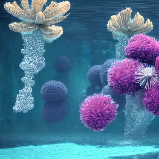 Prompt: underwater flora, hyper realism, high detail, octane render