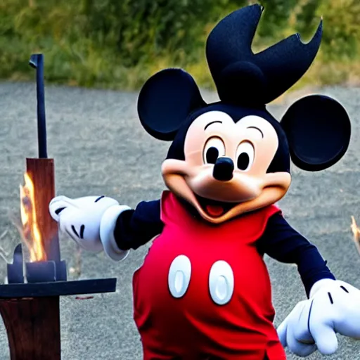 Image similar to mickey mouse being given a viking funeral