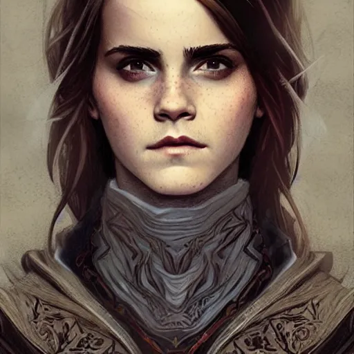 Prompt: Emma Watson as a Wizard character in Diablo 3, gorgeous, beautiful, intricate, highly detailed, digital painting, artstation, oppressive lighting, concept art, sharp focus, illustration, art by greg rutkowski and alphonse mucha