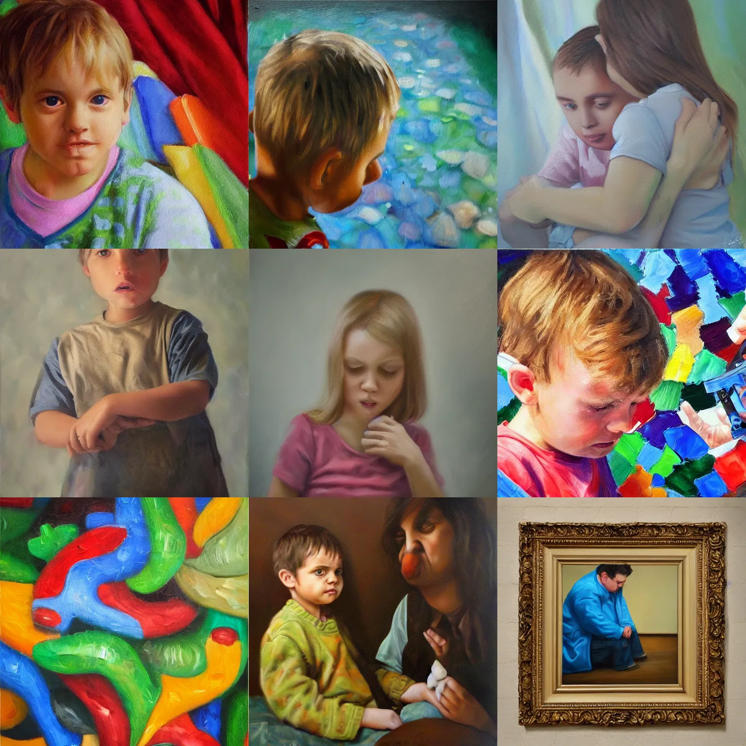 Prompt: autism, realistic oil painting, high quality