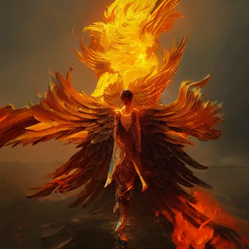 Image similar to rising phoenix, powerfull, flames, intricate, detailed, volumetric lighting, scenery, digital painting, highly detailed, artstation, sharp focus, illustration, concept art, ruan jia, steve mccurry