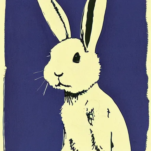 Image similar to a bunny illustration by Raymond Pettibon