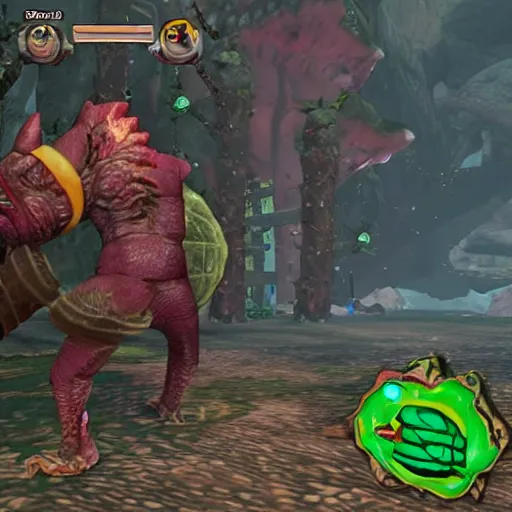 Image similar to pickle rick inside the monster hunter rise game