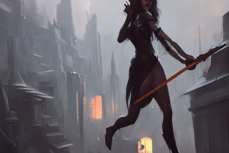 Image similar to seductive goddes holding a grim reapers tool in a modern city in the style of Durand and greg rutkowski, beautiful, geometric, trending on artstation, cinematic