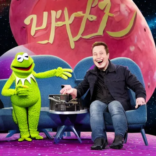 Prompt: muppets pigs in space with elon musk