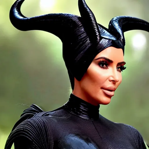 Image similar to A still of Kim Kardashian as Maleficent