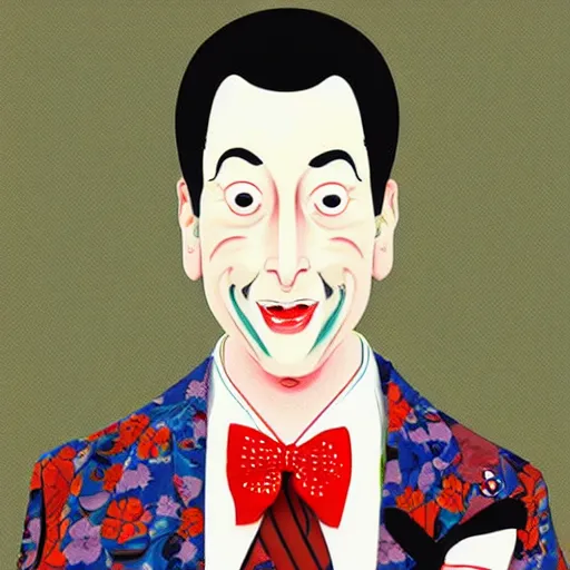 Prompt: pee - wee herman, digital art, utamaro kitagawa style