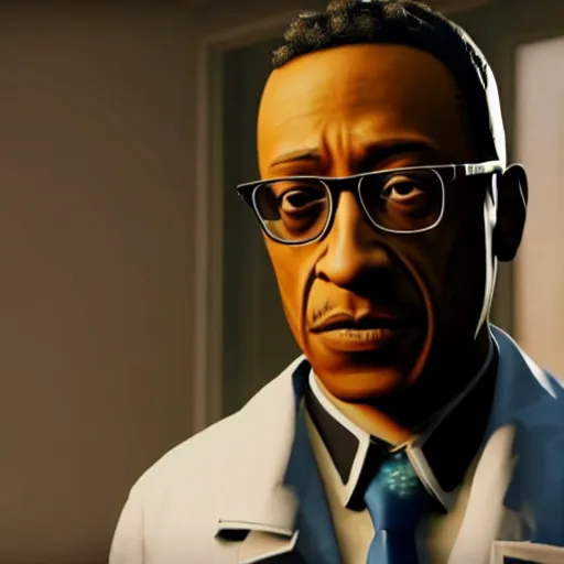 Image similar to A screenshot of Gustavo Fring in Rainbox six siege, 4k, highly detailed