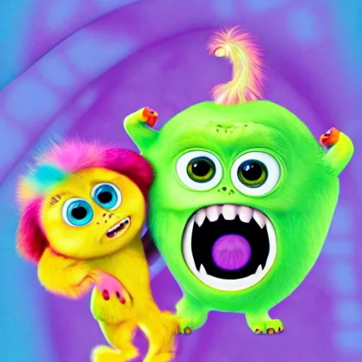 Image similar to boo from monsters inc, lisa frank style