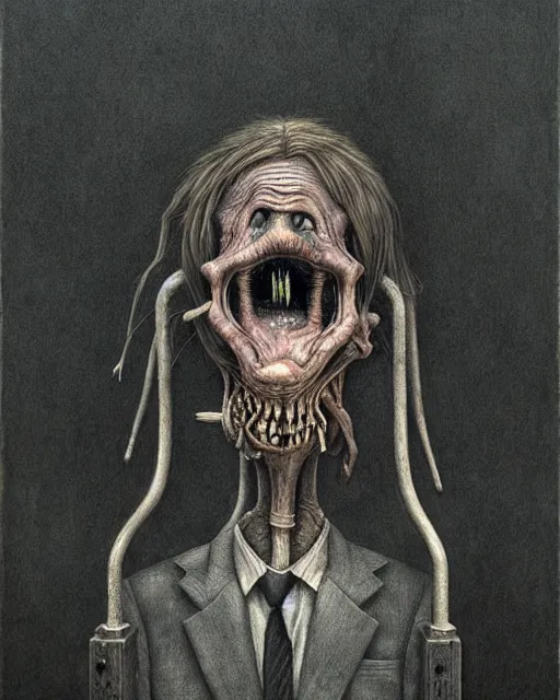 Image similar to a realistic detailed portrait painting of a monster by john kenn mortensen, santiago caruso, synthwave cyberpunk psychedelic vaporwave