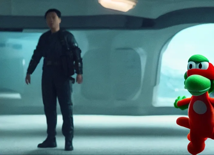 Image similar to film still of yoshi in the new sci - fi movie, 8 k