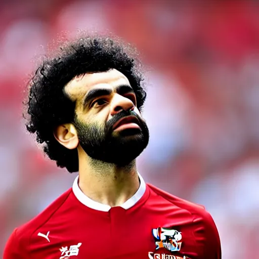 Image similar to mo salah wearing an arsenal football top