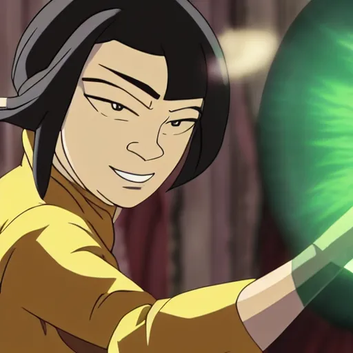 Prompt: cinematic candid shot of Toph Beifong bonebending a fugitive