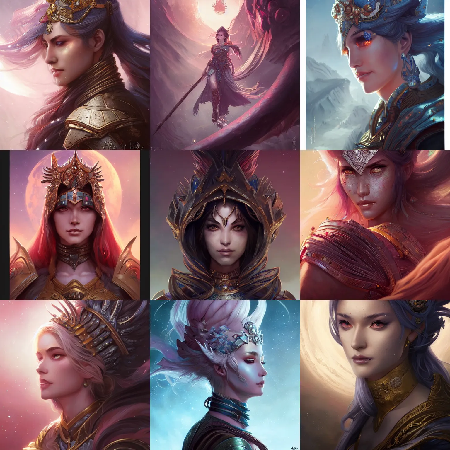 Prompt: lunar empress, art by artgerm and greg rutkowski and magali villeneuve, d & d, fantasy, highly detailed, headshot, digital painting, trending on artstation, concept art, sharp focus, illustration