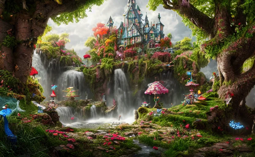 Image similar to wonderland, highly detailed, 8 k, hdr, award - winning, octane render, artstation