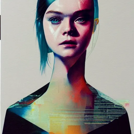 Prompt: Elle Fanning in Blade Runner 2049 picture by Sachin Teng, asymmetrical, dark vibes, Realistic Painting , Organic painting, Matte Painting, geometric shapes, hard edges, graffiti, street art:2 by Sachin Teng:4