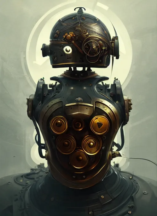 Image similar to a futuristic steampunk robotic helmet for motogp highly detailed, digital painting, concept art, smooth, sharp focus, illustration, art by greg rutkowski