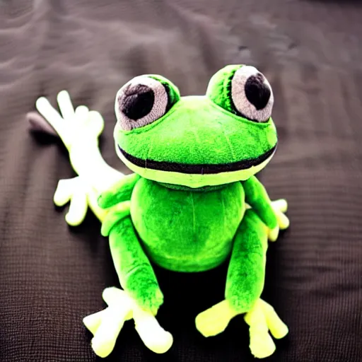 Prompt: cute fluffy plushie cowboy frog, cutecore, shaggy, stuffed animal photography,