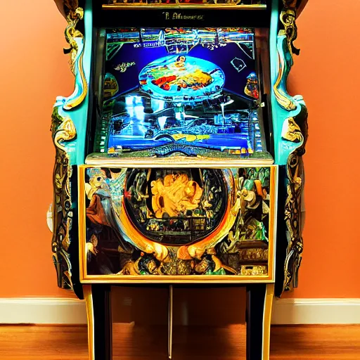 Image similar to rococo-style pinball machine