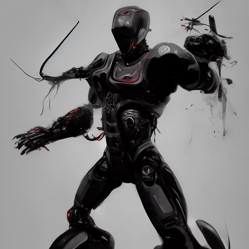 concept art of cyborg ninja, dynamic pose, full body, | Stable ...