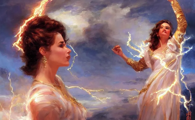 Image similar to The revenge of the lightning goddess. By Konstantin Razumov, highly detailded