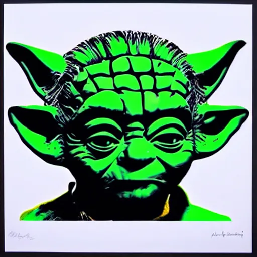 Prompt: yoda in the style of andy warhol, pop art, trending on art station