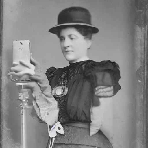 Image similar to an early 1900s photo of an iphone