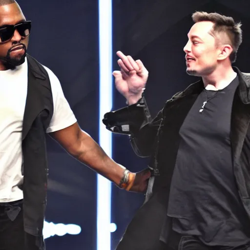 Image similar to elon musk punching kanye west in the face