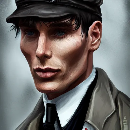 Image similar to a portrait of cillian murphy as tommy shelby, atlantis background, highly detailed, realistic face, digital art, epic, fantasy, in the style of Benjamin Springer, sharp, artstation