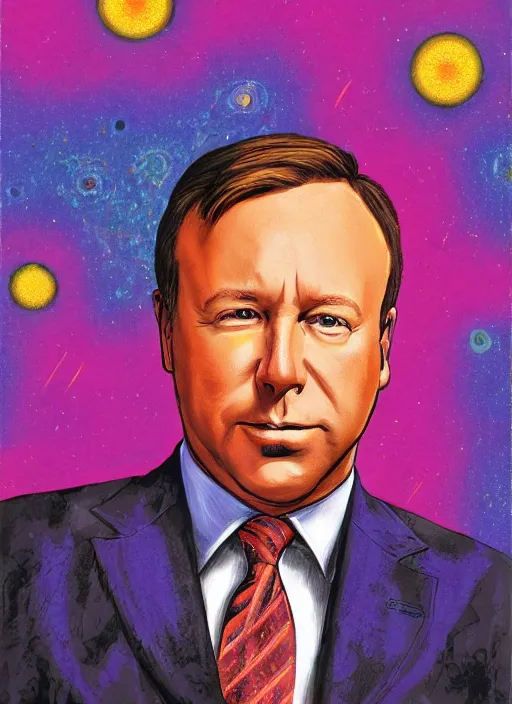 Image similar to alex jones by lisa frank and Zbigniew Brzezinski