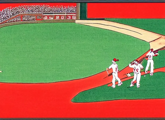 Prompt: ukiyo - e portrait of the green monster, fenway park, boston red sox