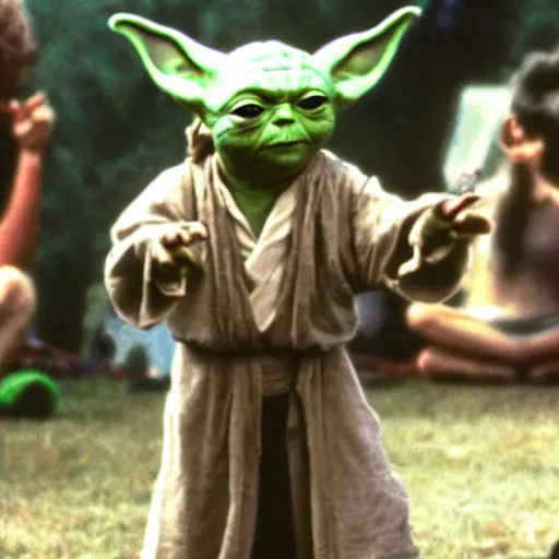 Image similar to yoda performing at woodstock