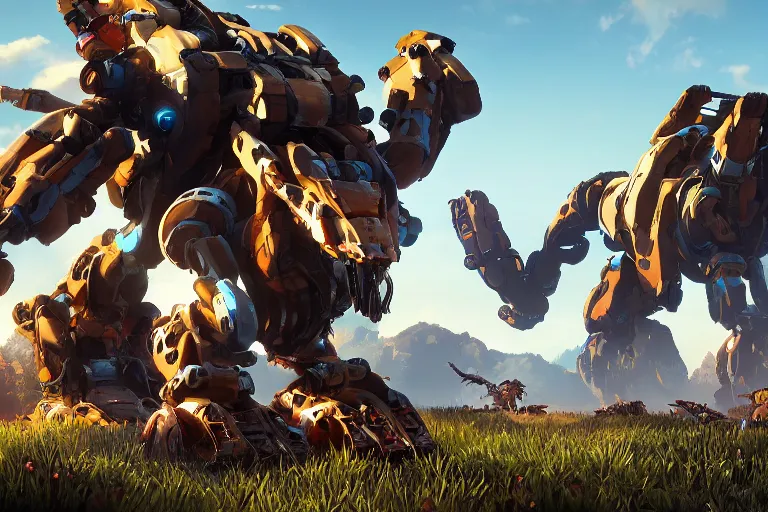 Image similar to shell - walker machine mecha animal beast robot of horizon forbidden west horizon zero dawn bioluminiscence global illumination ray tracing hdr fanart arstation by sung choi and eric pfeiffer and gabriel garza and casper konefal