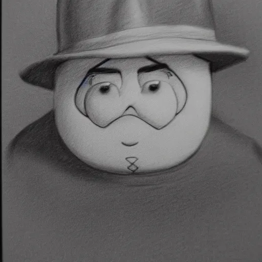 Prompt: pencil drawing of eric cartman