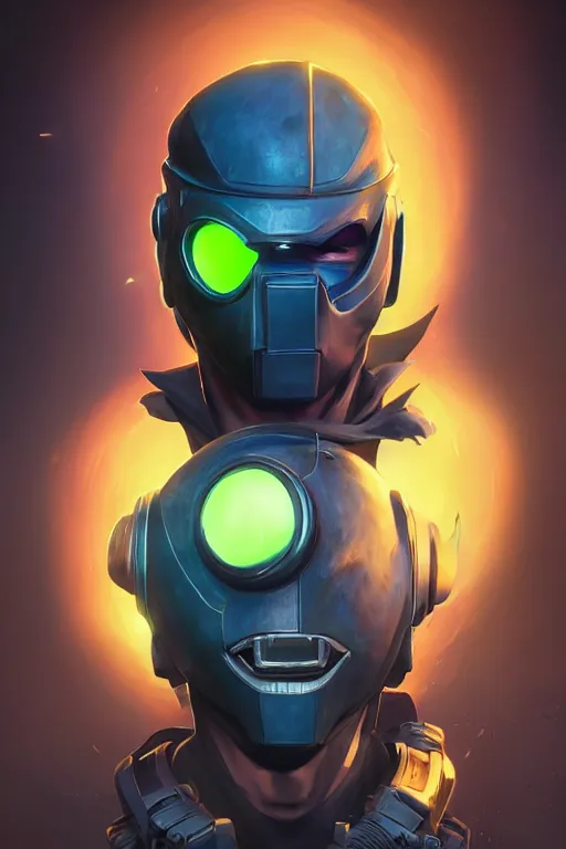 Image similar to epic mask helmet robot ninja portrait stylized as fornite style game design fanart by concept artist gervasio canda, behance hd by jesper ejsing, by rhads, makoto shinkai and lois van baarle, ilya kuvshinov, rossdraws global illumination radiating a glowing aura global illumination ray tracing hdr render in unreal engine 5