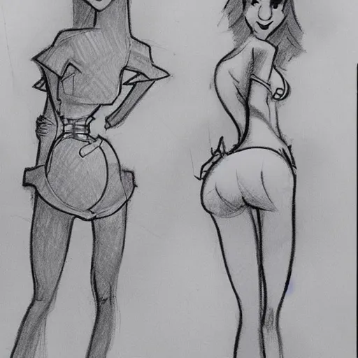 Image similar to milt kahl sketch of victoria justice with kim kardashian body as princess daisy from super mario bros