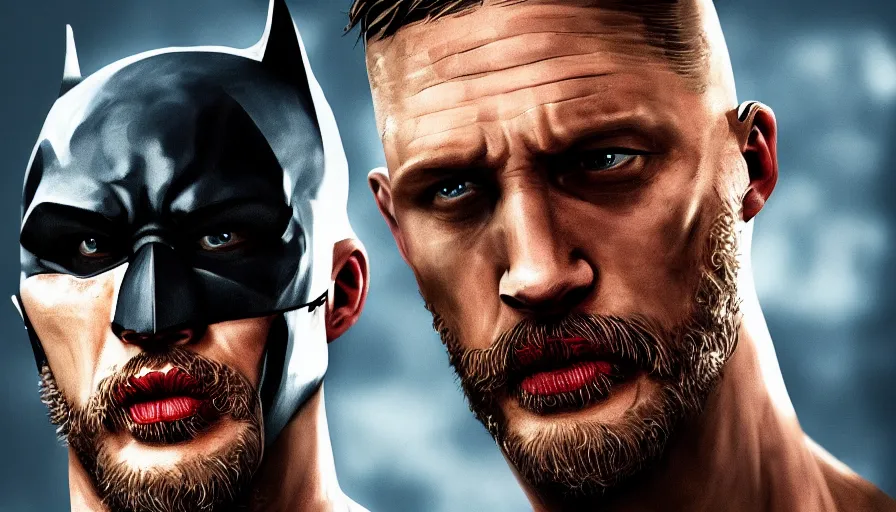 Image similar to Tom Hardy is Batman, hyperdetailed, artstation, cgsociety, 8k