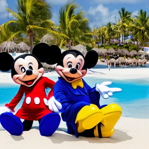 Prompt: mickey chilling in aruba, disney world, mickey mouse, aruba