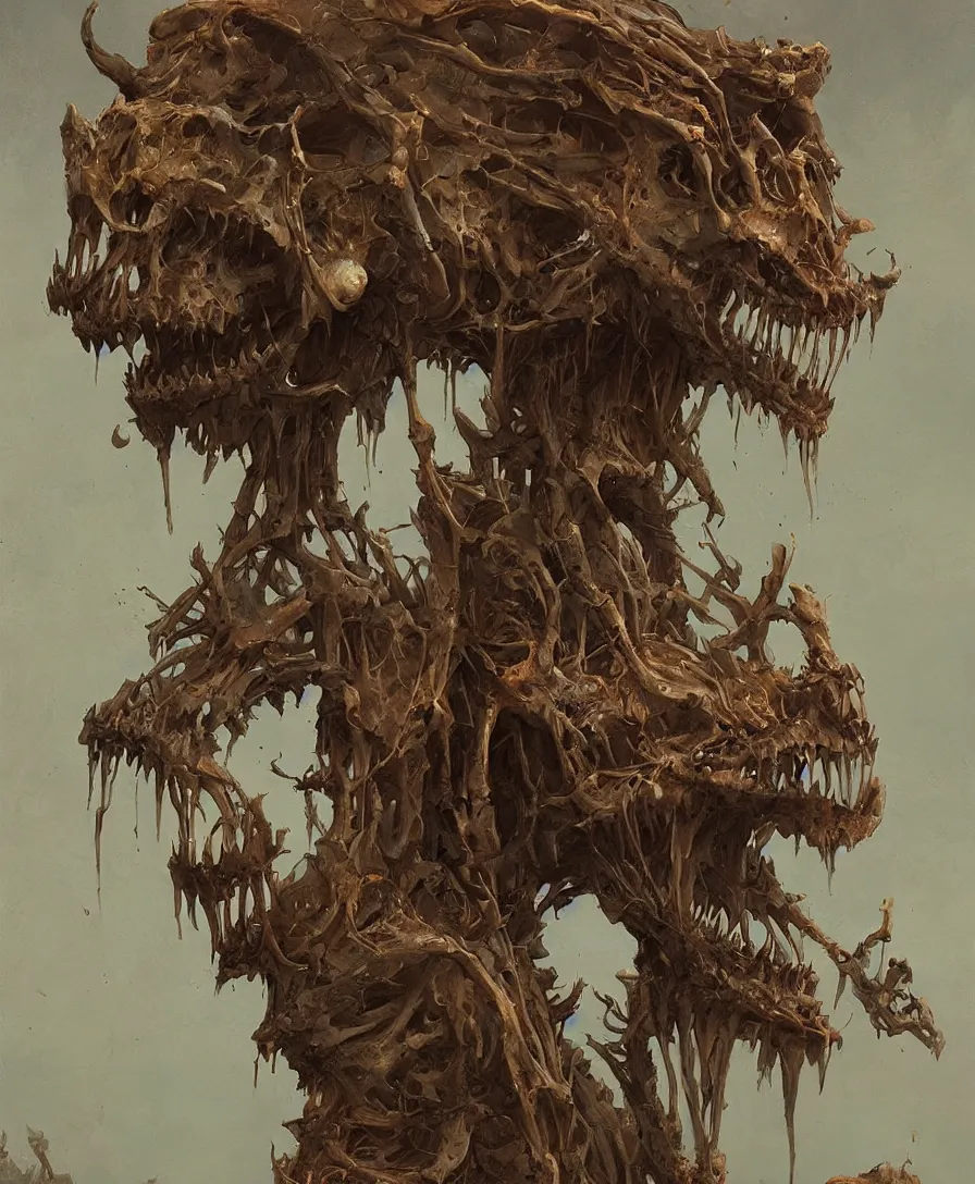 Prompt: portrait bones, illustrated by Simon Stålenhag and Gaston Bussiere, intricate, ultra detailed, photorealistic, trending on artstation